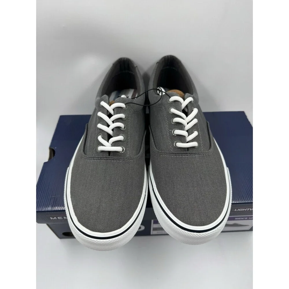 Izod Men's Rangley Canvas Memory Foam Gray Lace Up Sneaker Shoes Size 10 New
